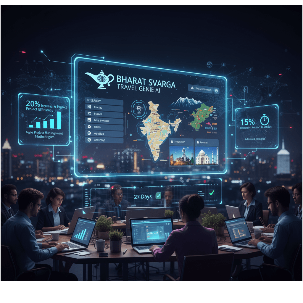 Orchestrated and completed the Bharat Svarga Travel Genie AI project within a tight deadline of 27 days, delivering an innovative AI solution. Implemented agile project management methodologies, resulting in a 20% increase in project efficiency. Utilized advanced analytics to optimize the project workflow, resulting in a 15% reduction in overall project duration.