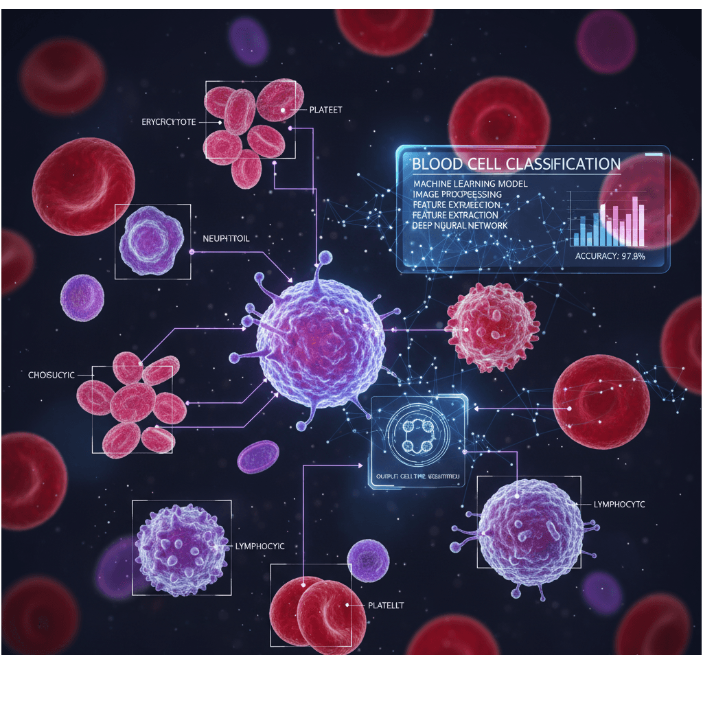Developed a machine learning model capable of identifying and classifying different types of blood cells based on their microscopic images. The project involved the collection and preprocessing of a large dataset of blood cell images, followed by the implementation of various machine learning algorithms to train and evaluate the model's performance.