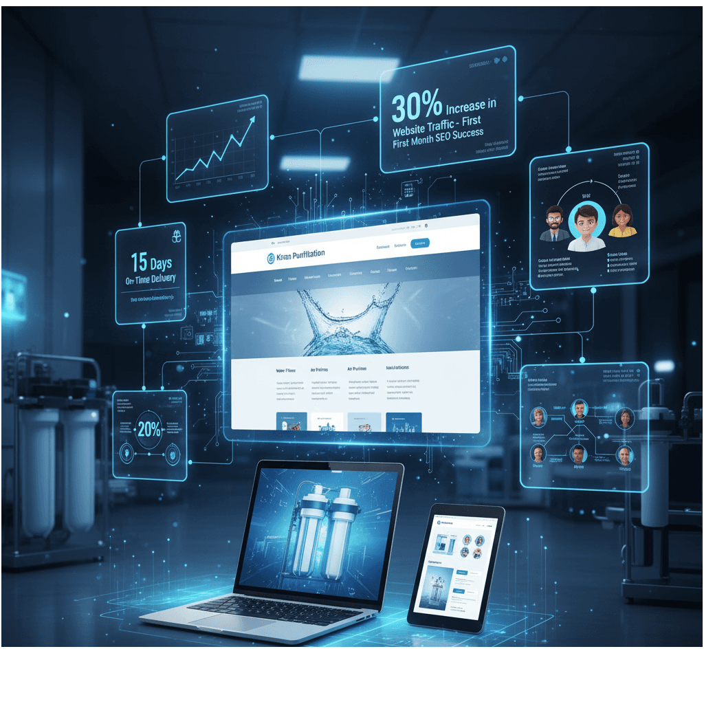 Successfully led the development of the Kiran Purification Website within a tight deadline of 15 days, ensuring on-time delivery and client satisfaction. Implemented SEO strategies resulting in a 30% increase in website traffic within the first month of launch, and utilized agile project management techniques to streamline the development process, reducing time-to-market by 20%.