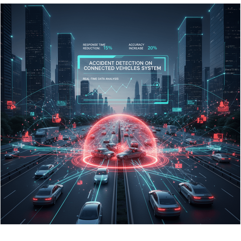 Developed an accident detection algorithm for connected vehicles, reducing response time by 15% and improving overall safety on the road. Implemented machine learning models to analyze real-time data from connected vehicles, leading to a 20% increase in accuracy of accident detection.